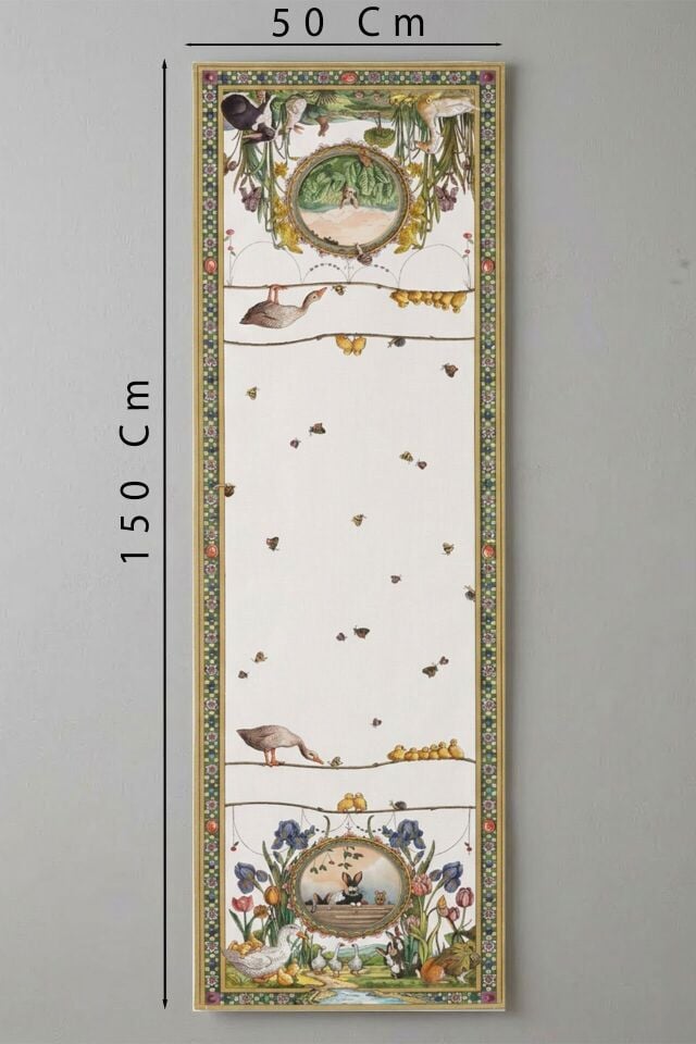 Tavşan Bahçesi Pamuklu Runner 50*150 Cm-RUNR005