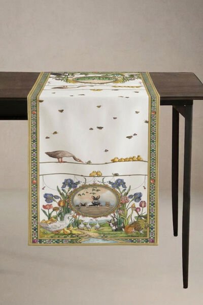 Tavşan Bahçesi Pamuklu Runner 50*150 Cm-RUNR005