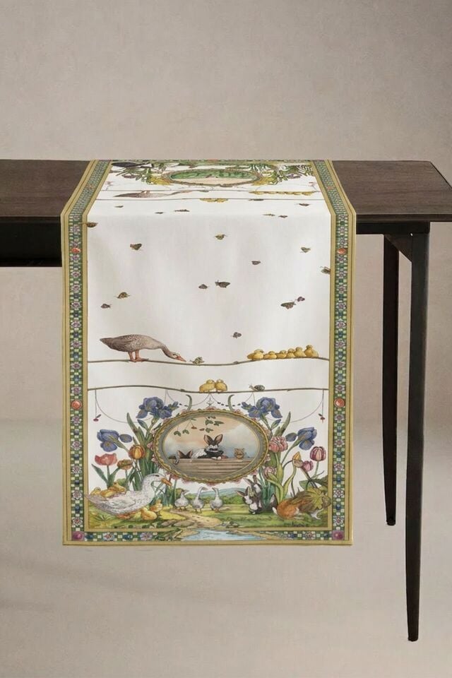 Tavşan Bahçesi Pamuklu Runner 50*150 Cm-RUNR005