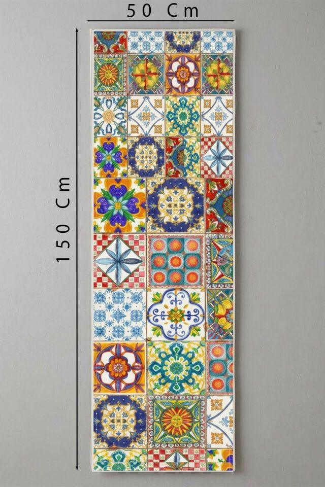 Renkli Karolar Pamuklu Runner 50*150 Cm-RUNR006