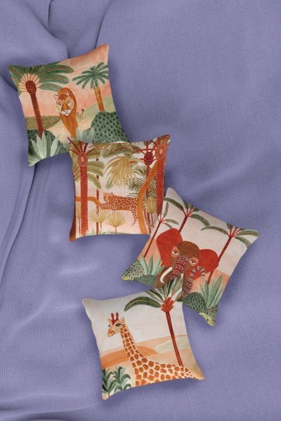 Saffran Animals  Dörtlü  Kırlent Kılıfı 070