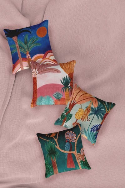 Saffran  Tropical  Dörtlü  Kırlent Kılıfı 071