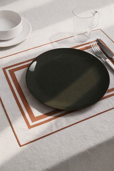 Overlok Detay 6'lı Amerikan Servis Takımı Kiremit -ASRV015K