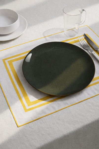 Overlok Detay 6'lı Amerikan Servis Takımı Sarı -ASRV015S