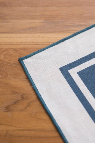 Overlok Detay 6'lı Amerikan Servis Takımı Mavi -ASRV015M