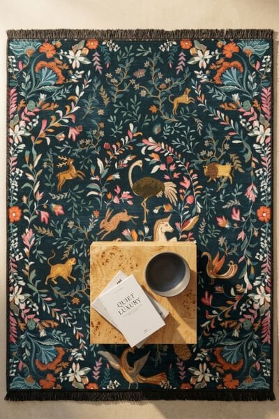 Dreamweaver Gece Mavisi Makinede Yıkanabilir Bambu Halı-002